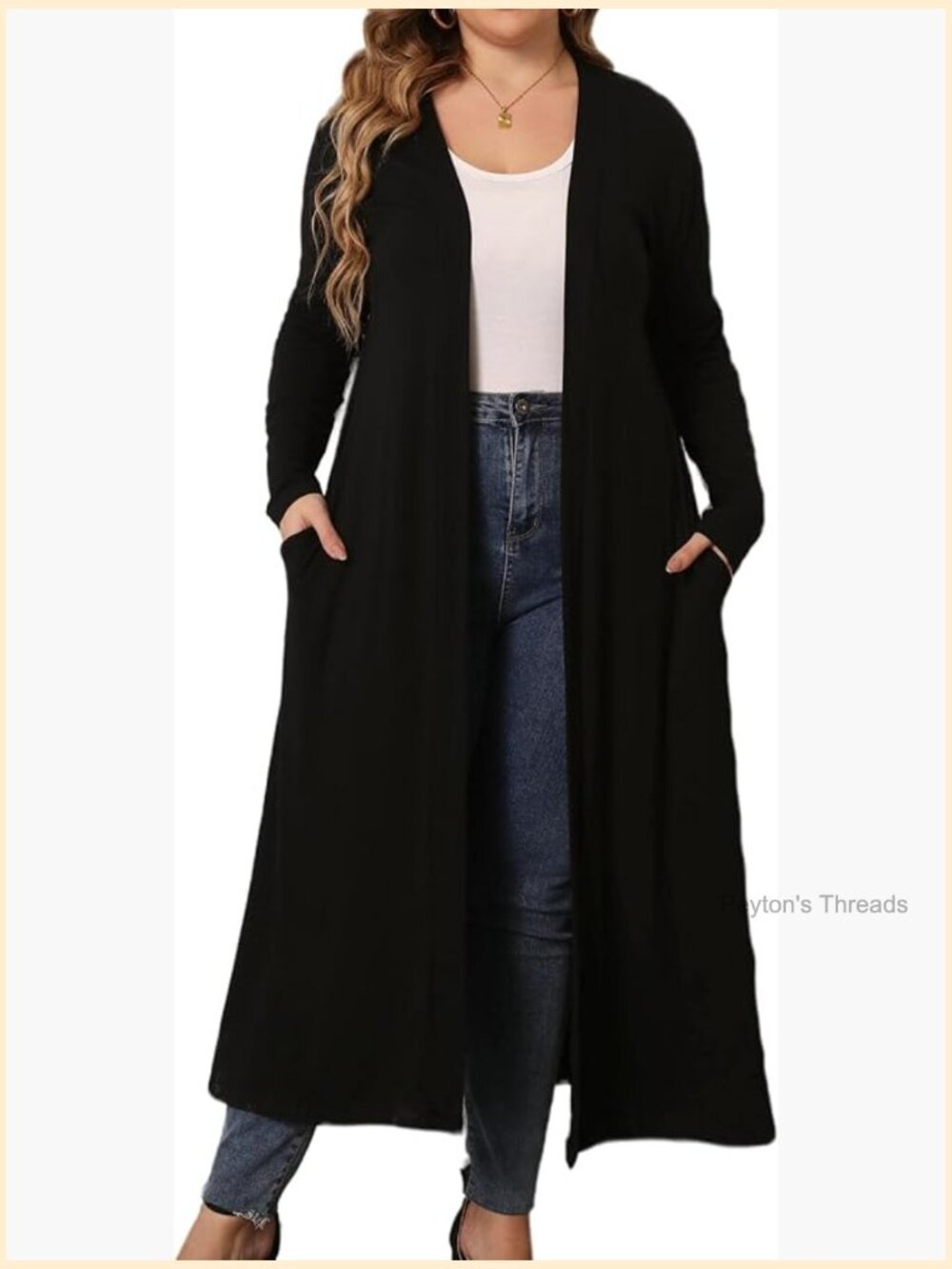 Plus Size Floor Length Open Front Drape Cardigan Lightweight Long Sleeve Maxi